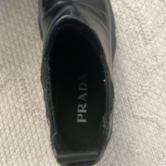 Prada Monolith Leather Lug-Sole Chelsea Booties - Picture 4 of 8